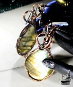 Pendentif Arwen - labradorite wire wrapped avec cuivre – Image 6