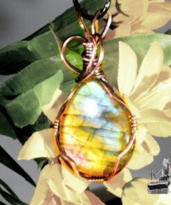 Pendentif Arwen - labradorite wire wrapped avec cuivre – Image 4