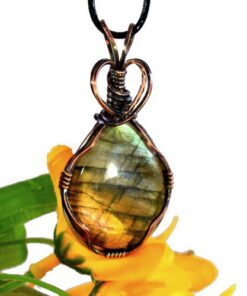 Pendentif Arwen - labradorite wire wrapped avec cuivre – Image 2