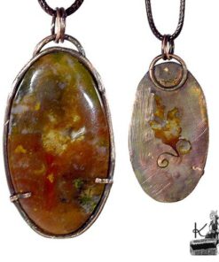pendentif Oona en cuivre et agate mousse