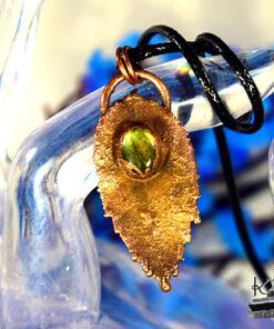 Pendentif Hafgan - feuille naturelle cuivrée et labradorite – Image 5