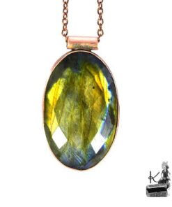 pendentif emyr en labradorite facettée et cuivre