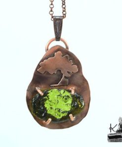 Pendentif Kanda moldavite et cuivre