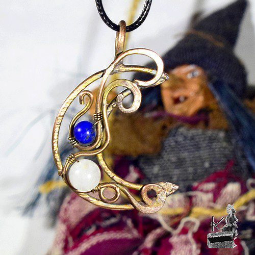Pendentif Sohalia - lune avec lapis lazuli et pierre de lune – Image 9