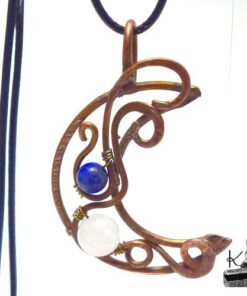 Pendentif Sohalia - lune avec lapis lazuli et pierre de lune – Image 3