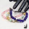 Barcelet Ivanie multirang amethyste, amazonite et quartz rose