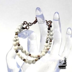bracelet 2 rangs Maina - perles en howlite