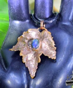 Pendentif Sevelia - feuille naturelle cuivrée et labradorite – Image 2
