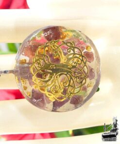 Pendentif Orgone Orgonite "Thaama" avec Arbre de Vie et grenat – Image 7