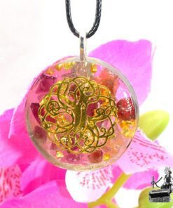 Pendentif Orgone Orgonite "Thaama" avec Arbre de Vie et grenat – Image 5