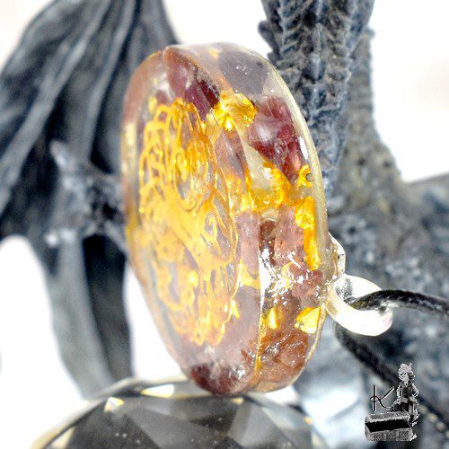 Pendentif Orgone Orgonite "Thaama" avec Arbre de Vie et grenat – Image 2