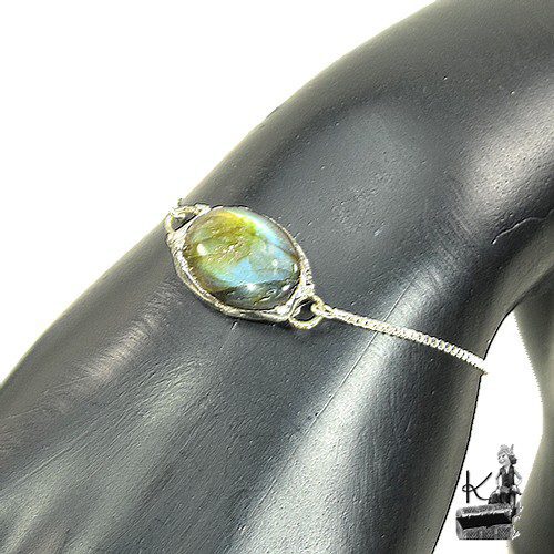 Bracelet Ino - labradorite sertie étain – Image 9