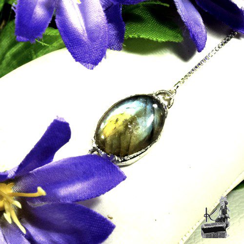 Bracelet Ino - labradorite sertie étain – Image 7