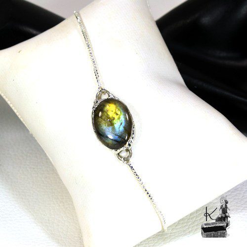 Bracelet ino plaqué argent et labradorite