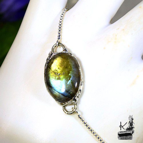 Bracelet Ino - labradorite sertie étain – Image 4