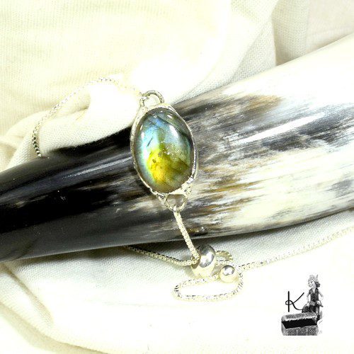 Bracelet Ino - labradorite sertie étain – Image 2