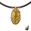 collier alis avec dendrites d'oxyde de manganèse serti cuivre