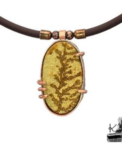 collier alis avec dendrites d'oxyde de manganèse serti cuivre
