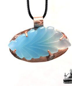Pendentif Hoela en calcedoine bleue et cuivre