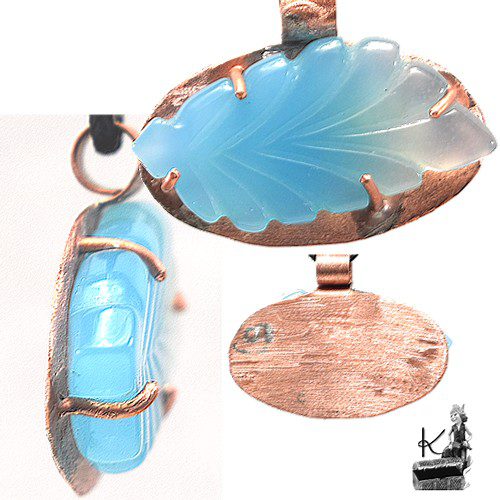 Réservé : Pendentif Hoela - cuivre et calcedoine bleue – Image 8