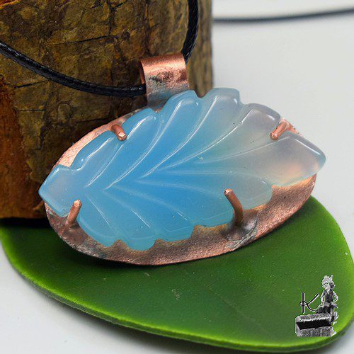 Réservé : Pendentif Hoela - cuivre et calcedoine bleue – Image 7