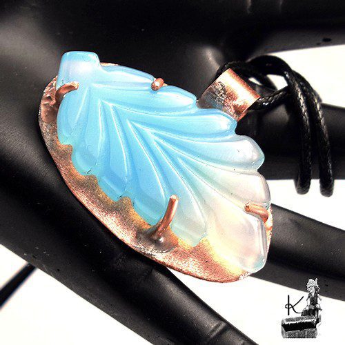 Réservé : Pendentif Hoela - cuivre et calcedoine bleue – Image 6