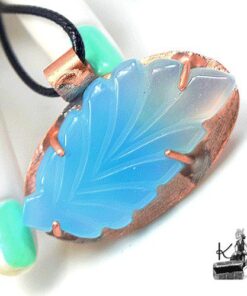 Réservé : Pendentif Hoela - cuivre et calcedoine bleue – Image 3
