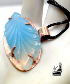 Réservé : Pendentif Hoela - cuivre et calcedoine bleue – Image 2