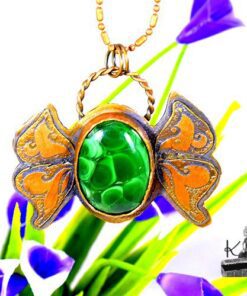 Pendentif Gyda - malachite et cuivre – Image 10