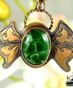 pendentif gyda en malachite et cuivre