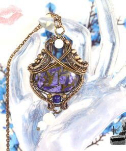 Pendentif Latone - charoite cuivre sertie et wire wrapped en cuivre – Image 9