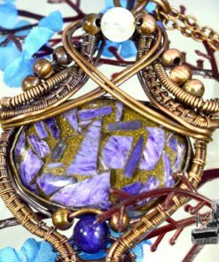 Pendentif Latone - charoite cuivre sertie et wire wrapped en cuivre – Image 6