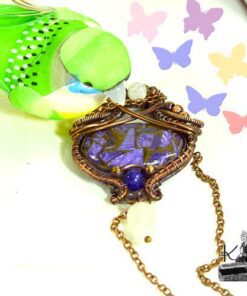 Pendentif Latone - charoite cuivre sertie et wire wrapped en cuivre – Image 4