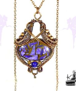 Pendentif Latone - charoite cuivre sertie et wire wrapped en cuivre – Image 3