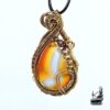 Pendentif Alvina - agate baguée wire wrapped en cuivre
