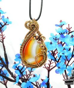 Pendentif Alvina - agate baguée wire wrapped avec cuivre – Image 2