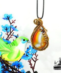 Pendentif Alvina - agate baguée wire wrapped avec cuivre – Image 3