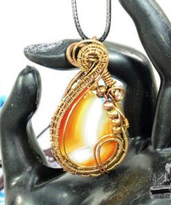 Pendentif Alvina - agate baguée wire wrapped avec cuivre – Image 4