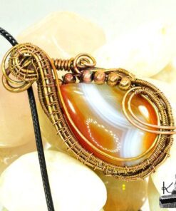 Pendentif Alvina - agate baguée wire wrapped avec cuivre – Image 6