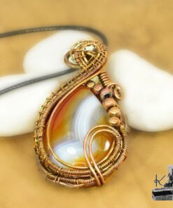 Pendentif Alvina - agate baguée wire wrapped avec cuivre – Image 7