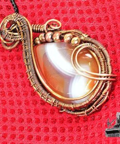 Pendentif Alvina - agate baguée wire wrapped avec cuivre – Image 8