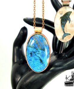 Pendentif Tallulah en azurite et cuivre