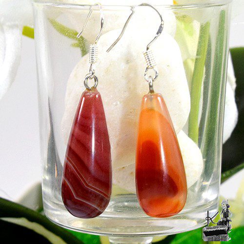 Boucles d'oreille Oda en cornaline avec attaches en argent925