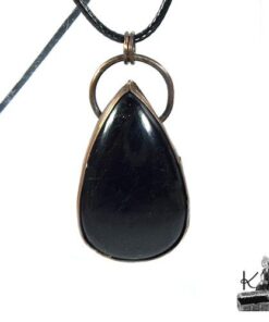 Pendentif laserian en cuivre et tourmaline noire