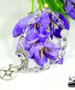 Alternative view of Perles de prière "phases lunaires" en cristal de roche et en pierre de lune