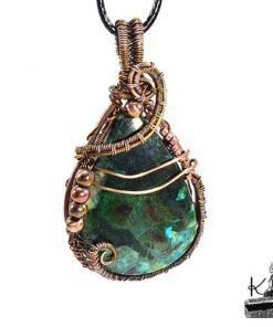 Pendentif Rahuel en azurite et cuivre naturel