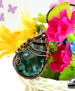Pendentif Rahuel  - azurite wire wrapped avec cuivre – Image 6