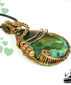 Pendentif Rahuel  - azurite wire wrapped avec cuivre – Image 3