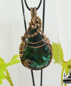 Pendentif Rahuel  - azurite wire wrapped avec cuivre – Image 2