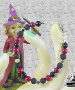 Alternative view of Bracelet Rhosyn - grenat, tourmaline noire et pierre de lave (confiance et protection )